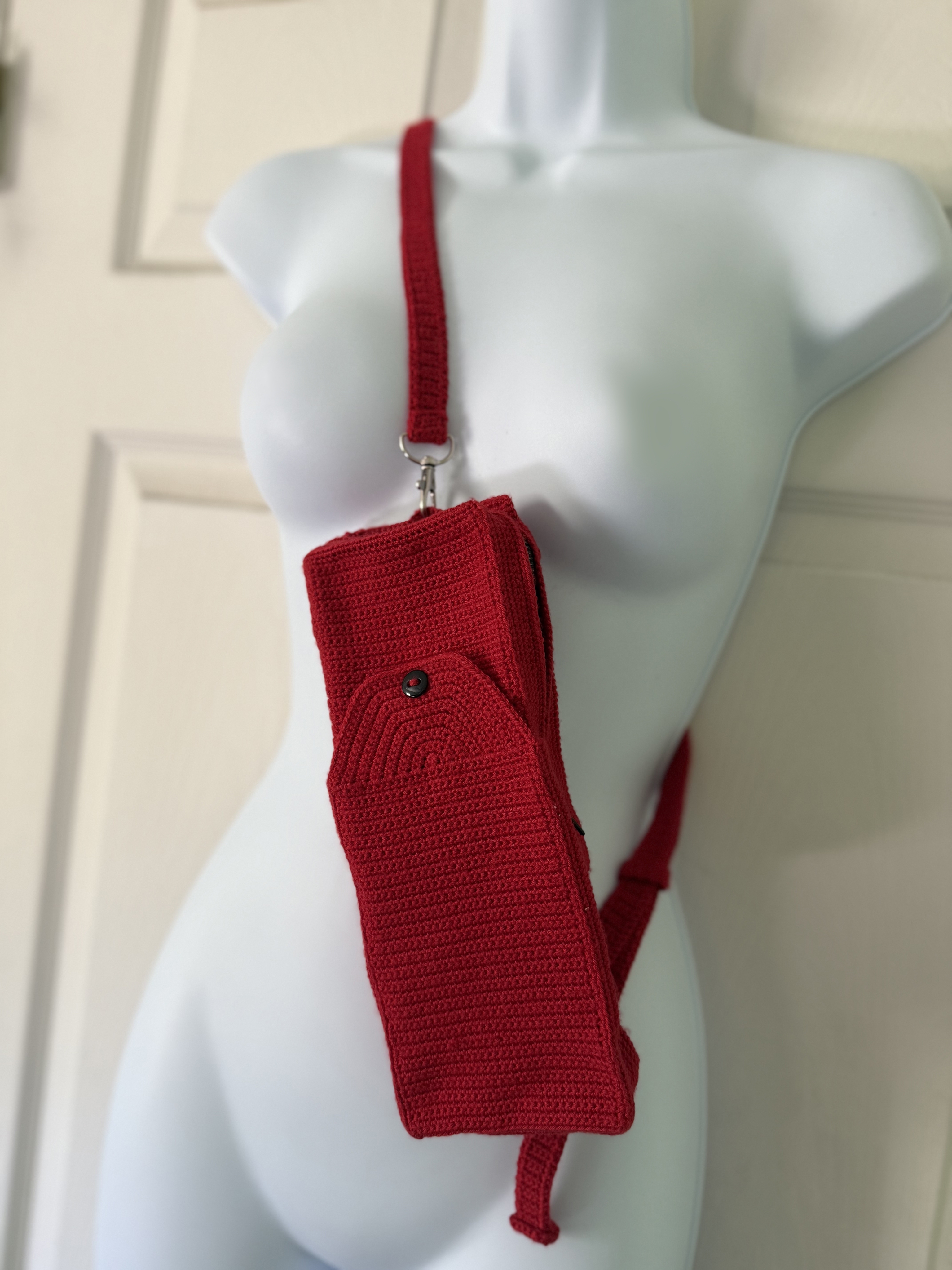 Crochet Red Cross Body Bag